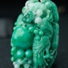 糯种豆绿翡翠手把件-红掌柜