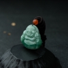 天然糯种飘翠翡翠弥勒佛吊坠-红掌柜
