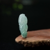 缅甸糯冰种飘花翡翠叶子吊坠-红掌柜