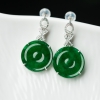 糯种翠绿翡翠耳钉-红掌柜