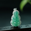 缅甸天然糯冰种翠绿翡翠观音吊坠-红掌柜