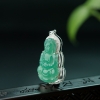 天然糯冰种翠绿翡翠观音吊坠-红掌柜