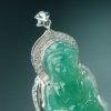 缅甸天然糯冰种翠绿翡翠吊坠-红掌柜