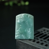 缅甸天然糯种浅绿翡翠登高望远吊坠-红掌柜