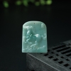 缅甸天然糯种浅绿翡翠马到功成吊坠-红掌柜