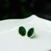 天然糯种翠绿翡翠耳钉-红掌柜