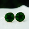 缅甸天然糯种翡翠耳钉-红掌柜