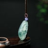 天然糯冰种飘花翡翠福在眼前吊坠-红掌柜