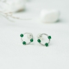 缅甸天然糯冰种翠绿翡翠耳钉-红掌柜