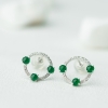 缅甸天然糯冰种翡翠耳钉-红掌柜