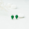 缅甸天然糯种翠绿翡翠金枝玉叶耳钉-红掌柜