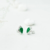 缅甸糯种翠绿翡翠金枝玉叶耳钉-红掌柜