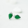 缅甸天然糯种翠绿翡翠耳钉-红掌柜