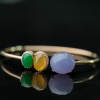 缅甸糯冰种三彩翡翠手镯-红掌柜