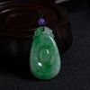 缅甸A货天然冰糯种翠绿飘花翡翠如意吊坠 - 红掌柜