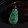 天然冰糯种翠绿飘花翡翠如意吊坠 - 红掌柜