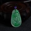 冰糯种翠绿飘花翡翠如意吊坠 - 红掌柜