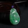A货天然冰糯种翠绿飘花翡翠如意吊坠 - 红掌柜