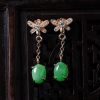 银镶冰糯种满绿翡翠耳钉-红掌柜
