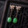 银镶满绿翡翠耳钉-红掌柜