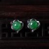 银镶冰糯种满绿翡翠耳钉-红掌柜