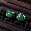银镶满绿翡翠耳钉-红掌柜