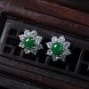 银镶满绿翡翠耳钉-红掌柜