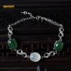 银镶糯冰种春带彩翡翠手链-红掌柜