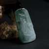 缅甸冰糯种浅绿翡翠悟道牌子挂件-红掌柜