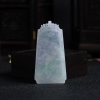 糯冰种半绿半紫翡翠吊牌-红掌柜