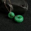 天然18K金镶钻糯种翠绿翡翠路路通项链 - 红掌柜