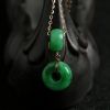 K金镶钻糯种翠绿翡翠路路通项链 - 红掌柜