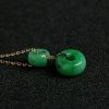 糯种翠绿翡翠路路通项链 - 红掌柜