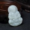A货天然糯种油青飘翠翡翠观音吊坠 - 红掌柜