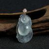 18K金镶冰糯种飘花翡翠佛吊坠-红掌柜