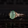银镶糯冰种翡翠戒指 - 红掌