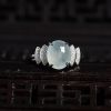 缅甸A货天然银镶糯种翡翠戒指 - 红掌柜