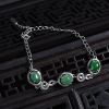 缅甸银镶豆种豆绿翡翠手链-红掌柜