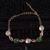 缅甸天然银镶冰糯种翡翠手链-红掌柜