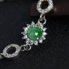缅甸天然银镶翡翠手链-红掌柜