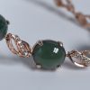 缅甸天然银镶油青翡翠手链-红掌柜