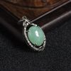 A货天然银镶糯种豆绿色翡翠吊坠 - 红掌柜