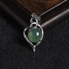 缅甸A货天然银镶糯冰种油青翡翠吊坠 - 红掌柜
