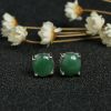 银镶冰种满绿翡翠耳钉-红掌柜