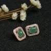 天然银镶冰种满绿翡翠耳钉-红掌柜