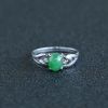 18K金镶天然糯豆种绿色翡翠戒指-红掌柜