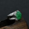 金镶钻糯种满绿翡翠貔貅男戒-红掌柜