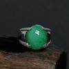 18K金镶钻糯种满绿翡翠男戒-红掌柜