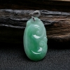 缅甸天然银扣糯种飘绿翡翠如意挂件 - 红掌柜