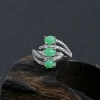 缅甸A货天然银镶糯冰种翠绿翡翠戒指 - 红掌柜